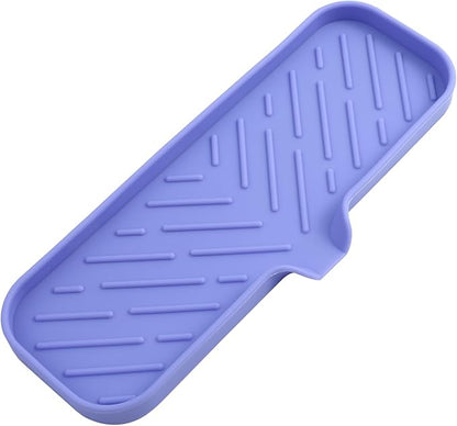 MicoYang Silicone Soap Dish with Drain Spout — Self-Draining Double Sink Organizer Tray for Kitchen & Bath, Dispensers, Sponges & Soap Holder, Non-Slip & Dishwasher Safe, Light Purple (Large, 12"×4")