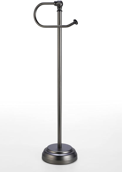 SunnyPoint Classic Bathroom Free Standing Toilet Tissue Paper Roll Holder Stand (Black Nickel)