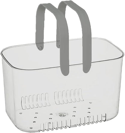 Portable Shower Caddy, Plastic Storage Basket with Handle Box Organizer Bin Drainage Toiletry Tote Bag for Bathroom, Kitchen, College, Gym, Camp (Grey)