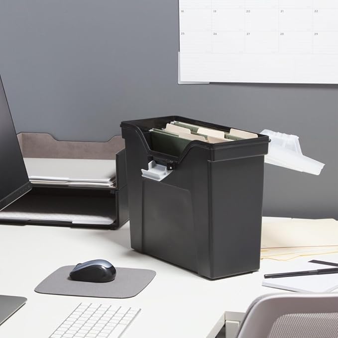 STAPLES Slim Portable File Tote, Letter Size, Black, 5/Carton