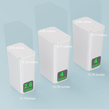 N. NETDOT 3 Pack (2 of 4 Gal & 1 of 2.6 Gal) Small Trash Can with Lid,Bathroom Garbage Can with Pop-Up Lid,Waste Basket for Bathroom,Kitchen,Bedroom,Powder Room,Craft Room,Office,College (Off White)
