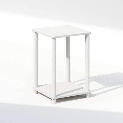 Furinno Turn-N-Tube Night Stand, 2-Tier Open Shelf Design Nightstand, Toolless Bedside Table, End Table, Side Table, for Bedroom, Closet, Dorm, White