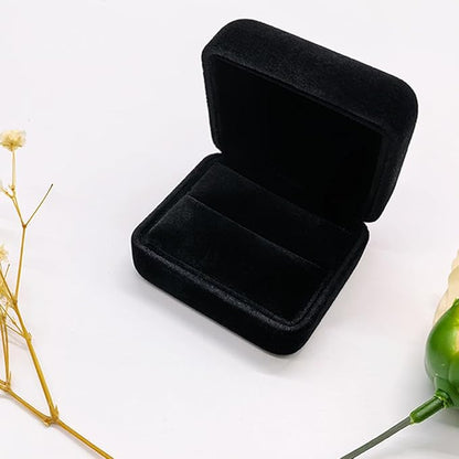 GBYAN 2 Pieces Velvet Ring Box, Jewelry Display Gift Box, Ring Case for Proposal,Engagement, Wedding,Black