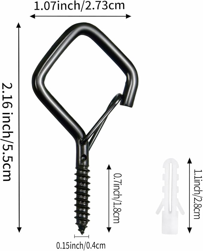 60 Pcs Black Eye Hooks Screw Heavy Duty,Ceiling Hooks for Hanging Plants,String Lights,Cup,Wind Chime,Bird Feeders. Plant Hanger Indoor&Outdoor