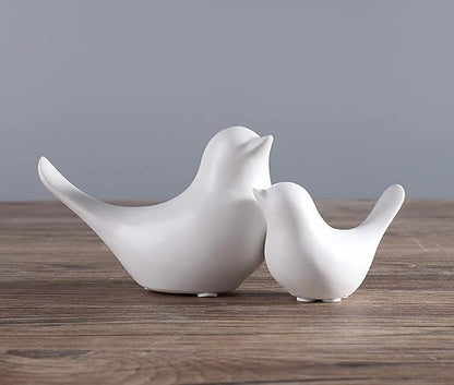 Fannuoncc Small Animal Birds Statues Home Decor Modern Style White Decorative Ornaments for Living Room, Bedroom,Cabinets, Office Desktop (2 Pack)