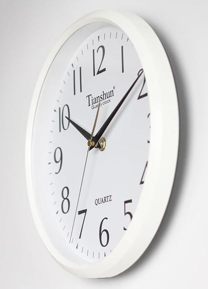 Wall Clock Silent Non-Ticking Battery Operated Small 10 Inch Modern Easy to Read for Living Room Bedroom Kitchen Office Decor (White)