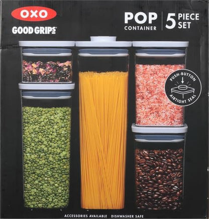 OXO Good Grips Storage Container Airtight | Stackable | For Pantry Organization | Dishwasher Safe | 5 Piece Set, Pack of 2