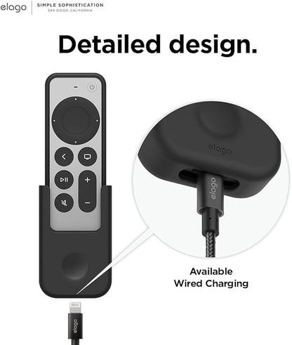elago Universal Remote Holder Mount Compatible with Apple TV Remote and All Other Remote Controls - Adhesive Tape or Screw Mounting Options, Available Wired Charging [Small] [3rd & 2nd Gen] [Black]