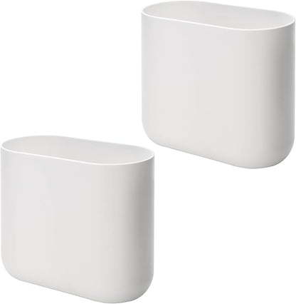 iDesign Small Slim Plastic Bathroom Trash Can, Garbage Can for Bedroom, Office, Desk, Dorm, 2-Pack, White
