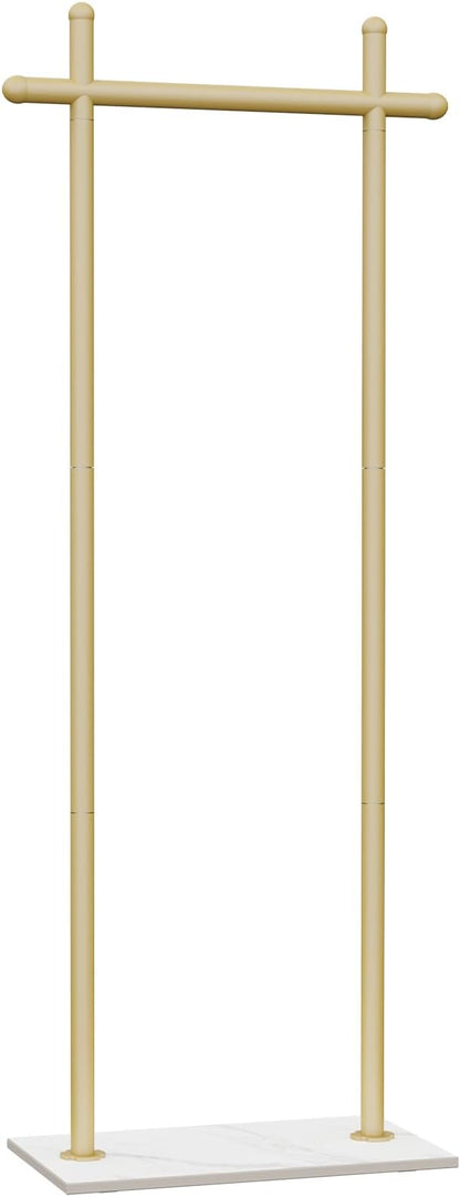 Coat Rack Freestanding with Natural Rock Base, Metal Coat Hanger Stand, Industrial Garment Rack, Clothes Tree for Bedroom Living Room Office To Hang Outerwear, Hats, 68.9in, Gold