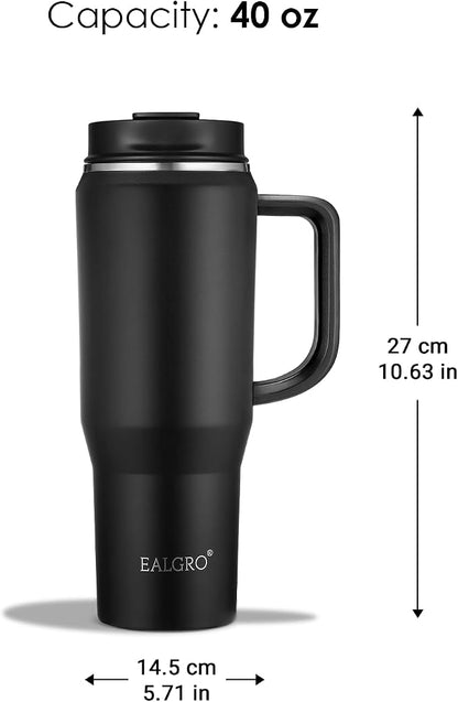 EALGRO 40 oz Tumbler with Handle, Insulated Tumblers with Lid and Straw, Large Metal Sports Water Bottle Jug, Thermal Stainless Steel Travel Coffee Mug Cup, Classic Red