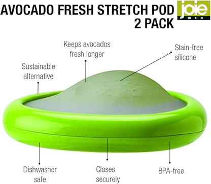 Joie Avocado Stretch Pod, Keep Avocadoes Fresh Longer, Refrigerator Storage, Produce Organization, Green, Pack of 2