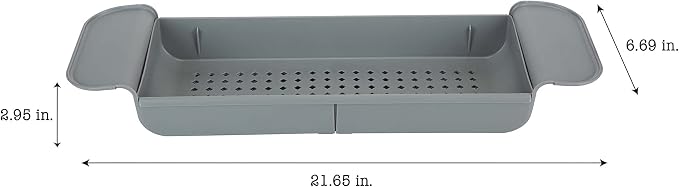 Bath Bliss Expandable Bathtub Caddy | Non-Slip | Over The Tub | 21-27 inch | Tub Tray | Bathroom Storage and Organizer | Shelf | Hold Soaps and Towels | Grey