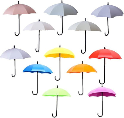 Leadigol 12pcs Colorful Umbrella Key Holder,Adhesive Wall Hooks Wall Rack Decorative Wall Hanging Hooks,for Keys, Jewelry and Other Small Items