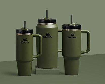 STANLEY Quencher H2.0 Tumbler with Handle and Straw 40 oz | Flowstate 3-Position Lid | Cup Holder Compatible for Travel | Insulated Stainless Steel Cup | BPA-Free | Dried Pine