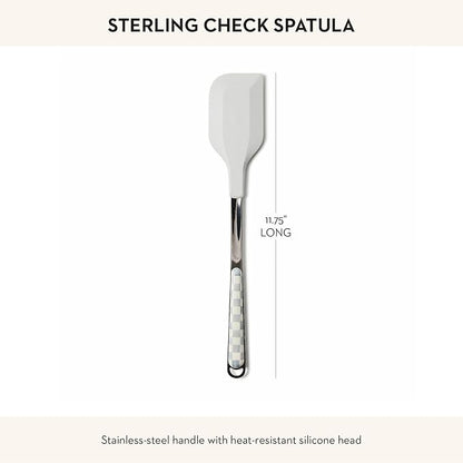 MACKENZIE-CHILDS Kitchen Spatula, Silicone Spatula for Cooking, Gray-and-White Sterling Check