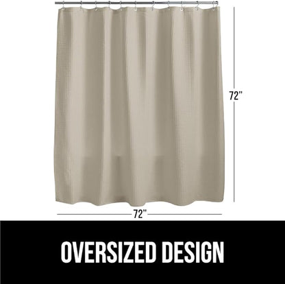 GORILLA GRIP Waffle Shower Curtain, Thick Weighted Fabric, Wrinkle and Rust Resistant, Classic Hotel Quality Design, Heavy Duty Long Curtains for Bathroom Showers, Bath Tubs, Machine Wash, 72x72 Beige