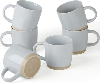 famiware Coffee Mugs for 6, 13 oz Mug Set, Dringking Cup with Handle for Coffee, Tea, Cocoa, Milk, Milkyway serise, Ligth Gray
