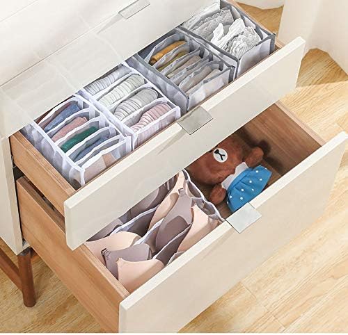 TOPARCHERY Foldable Bra & Underwear Organizer - 3 Set Drawer Divider Storage for Bras, Socks, Ties - White
