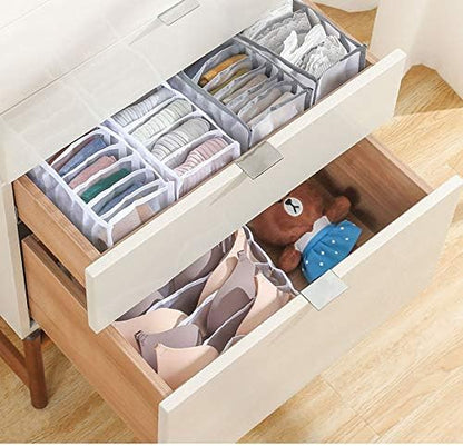 TOPARCHERY Foldable Bra & Underwear Organizer - 3 Set Drawer Divider Storage for Bras, Socks, Ties - White