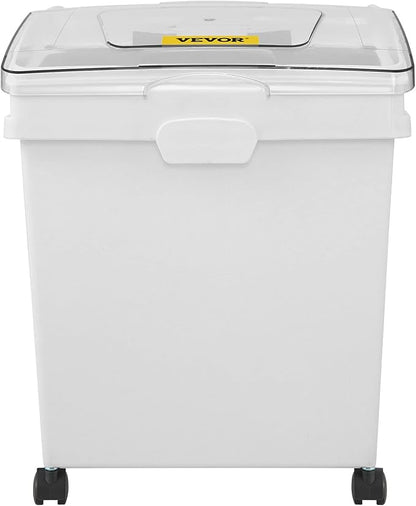 VEVOR Ingredient Bin, 10.5 Gallons Capacity Ingredient Storage Bin, PP Material Flour Bins On Wheels, White Shelf Ingredient Bin with Scoop and Sliding Lid, Commercial Storage Bins 3 Pcs/Set