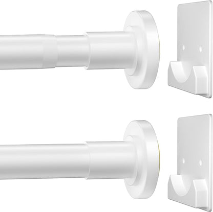 CorkLatta White Shower Curtain Rod,1 Inch Diameter Stainless Steel Adjustable Spring Tension Rods 32 to 68",with Holders,Anti-Slip,Curtain Rods No Drilling(1 Pack)