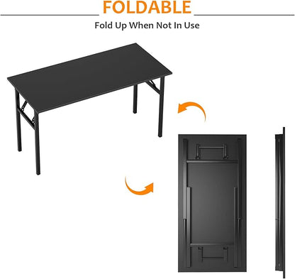 Need Folding Desk, 47 inch Large Computer Desk for Home Office, No Install Needed Study Student Writing Table Desk Workstation, Retro Black