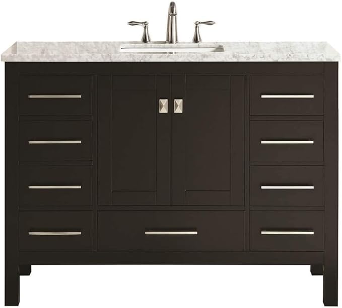 Eviva Aberdeen 42 in. Espresso Single Sink Bath Vanity with Carrara Quartz Top and Undermount Porcelain Sink