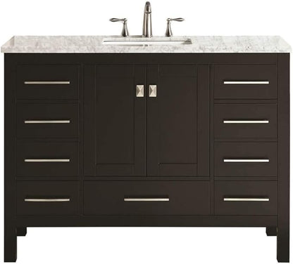 Eviva Aberdeen 42 in. Espresso Single Sink Bath Vanity with Carrara Quartz Top and Undermount Porcelain Sink