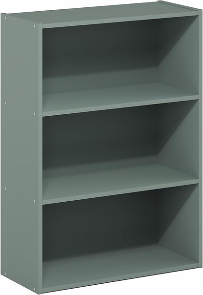 Furinno PASIR Book Shelf, 3-Tier Bookshelf, Bookcase, 9.7" x 23.7" x 31.5", for Living Room, Bedroom, Home Office, Sage Green