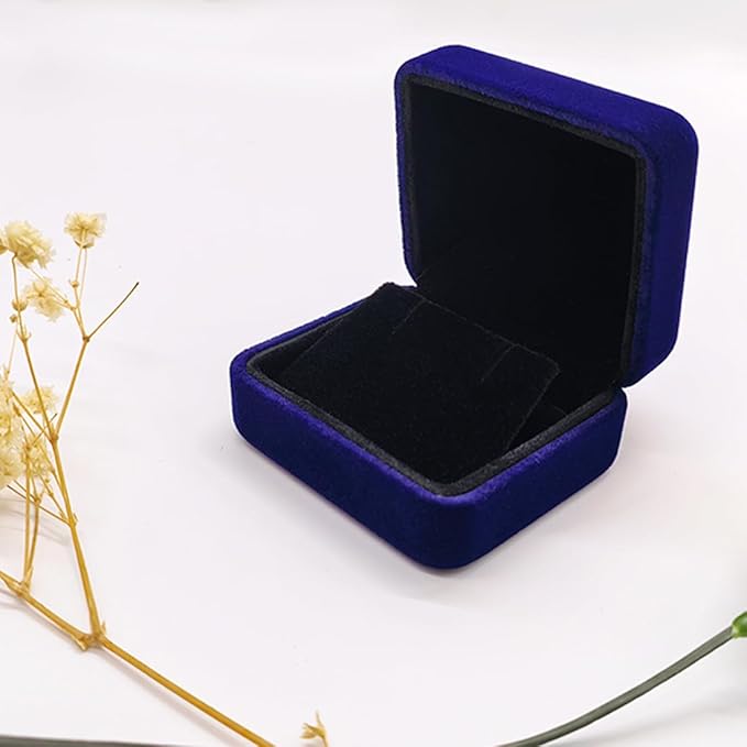 GBYAN 2 Pieces Velvet Earring Box,Stud Earring Gift Box,Jewelry Display Case for Proposal,Engagement,Wedding and Birthday,Blue
