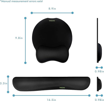 VAGAU Premium Keyboard Wrist Rest and Mouse Pad Wrist Support, Ergonomic Memory Foam Set for Office, Laptop, Mac, Computer and Gaming, Comfortable Typing &Wrist Pain Relief (2 Pack)