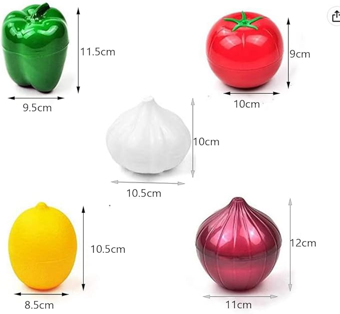 5-Piece Set Fruit Container Refrigerator,Onion Storage, Vegetable Storage, Onion, Lemon, Green Pepper, Tomato, Garlic Storage Container, Refrigerator Preservation