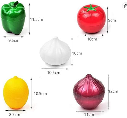 5-Piece Set Fruit Container Refrigerator,Onion Storage, Vegetable Storage, Onion, Lemon, Green Pepper, Tomato, Garlic Storage Container, Refrigerator Preservation