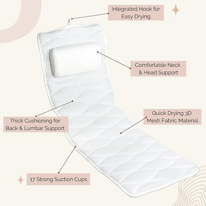 Bathtub Tray and Full Body Bath Pillow Set - Foldable Bath Tray for Tub and Full Body Bath Cushion for Ultimate Relaxation - Perfect Self Care Gift, Bath Accessories for Women, Spa Gifts for Women.