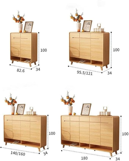 NIUYAO Shoe Storage Cabinet with 3 Drawers Solid Wood Morden Simple Style Free Standing Hidden Shoe Racks Organizer for Entrance Hallway Entryway -Wood 38" L x 14" W x 40" H