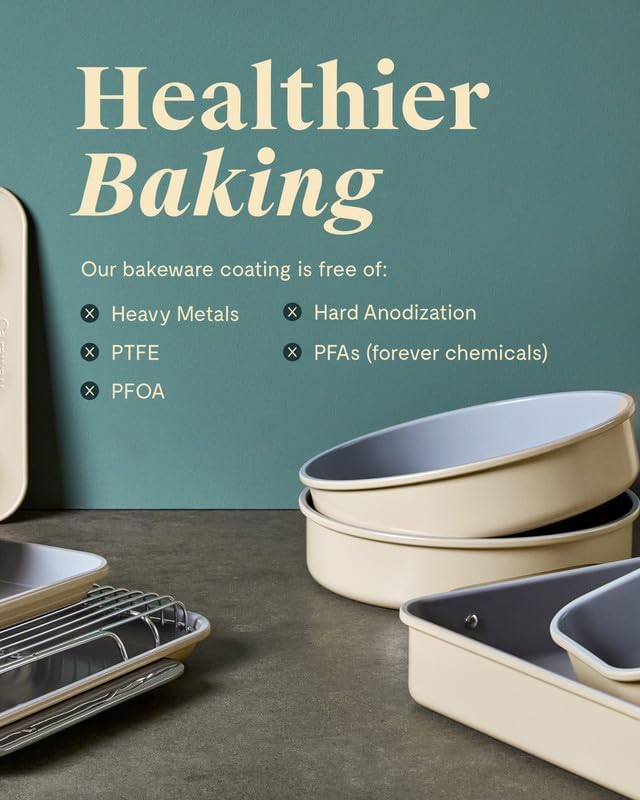Caraway Non-Stick Ceramic 9” Circle Pan - Naturally Slick Ceramic Coating - Non-Toxic, PTFE & PFOA Free - Perfect for Birthday Cakes, Tartes, & More - Slate