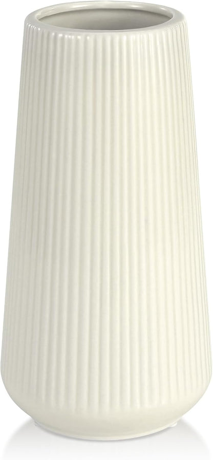 Beige Ceramic Vase, GUKJOB Cute Flower Vase for Pampas Grass, Home, Living Room, Dining Table, Farmhouse, Office Decor, Bedroom, Table, and Kitchen Shelf (XL Beige)