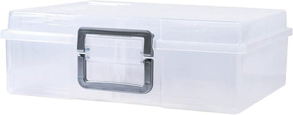 novelinks Transparent 4" x 6" Photo Organizers and Photo Storage Box with Handle, 16 Inner Photo Cases, Portable Picture Organizers & Photo Storage Containers (Clear-Silver Handle)