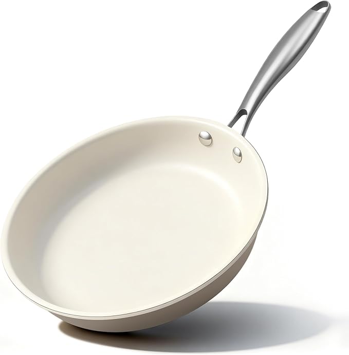 11 Inch Ceramic Nonstick Frying Pan Skillet - PFAS-Free, Non-Toxic, Oven Safe & Induction Ready, Aluminum Cookware with Stainless Steel Handle