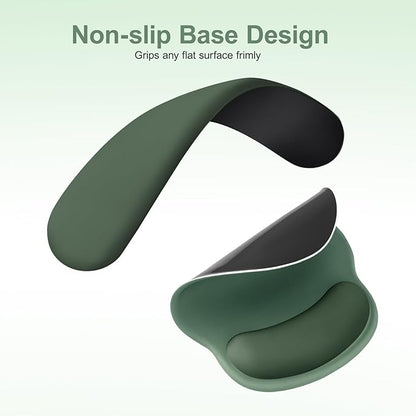 MOSISO Wrist Rest Support for Mouse Pad&Keyboard Set, Circle Curved Ergonomic Mousepad&Coaster Non-Slip Base Home/Office Pain Relief&Easy Typing Pad with Soft Cloth&Silicone Lining, Midnight Green