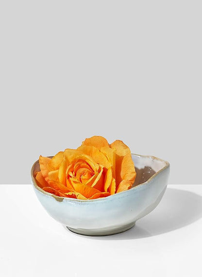 Serene Spaces Living Large Free-Form Edge Glazed Ceramic Bowl, Centerpiece for Vintage Weddings, Events, Measures 6" Long, 5.5" Wide, 2.75" Tall, Pack of 4
