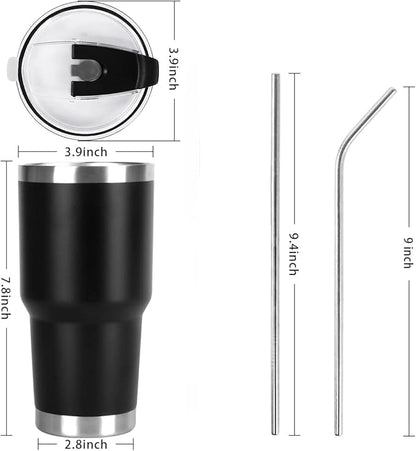 SYACOT 30oz Tumbler Double Wall Stainless Steel Vacuum Insulated Travel Mug with Splash-Proof Lid Metal Straw and Brush (Mixed Color-30oz)
