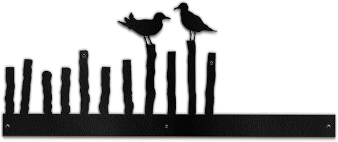 SIGNLEADER Metal Wall Art Decor Birds on a Fence Minimalist Modern Abstract Wall Sculpture Hangings Home Decoration for Living Room, Bedroom, Bathroom, Kitchen, Outdoor - 18" Black