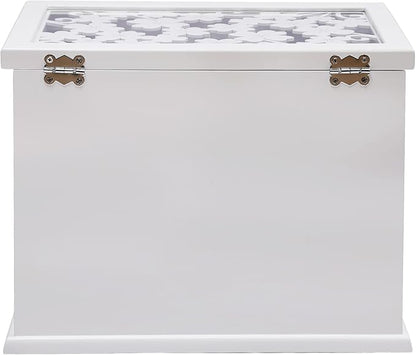 Wood Jewelry Box 6-Tier Large Jewelry Organizer Cabinet with 5 Drawers Women Girls Storage Display Case for Necklace Rings Earrings Accessories, with Mirror and Lock (Without Mirror-white)