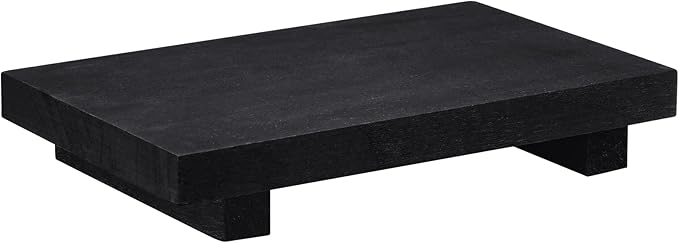 Nuogo Wood Riser Tray Soap, Stand Soap Tray for Kitchen Sink, Wood Pedestal for Kitchen Counter Sink Stand Decorative Rustic Bathroom Dishes Plant Bottles Candles Display(12 x 7 Inch,Black)