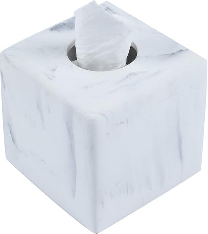 Hymmah Modern Square Tissue Box Cover Holder,Bathroom Accessories Decor Unique Design Tissue Box Cover for Bathroom Vanity Counter Tops Also Great for Bedrooms and Living Rooms