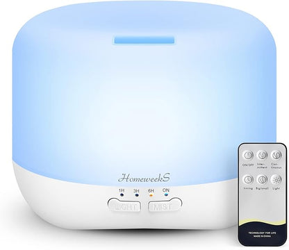 Aromatherapy Essential Oil Diffuser for Room: Air Humidifier Aroma Scent Cool Mist Colorful Lights Cute Small Large Auto Off Ultrasonic Diffusers for Home Bedroom White (300ml)