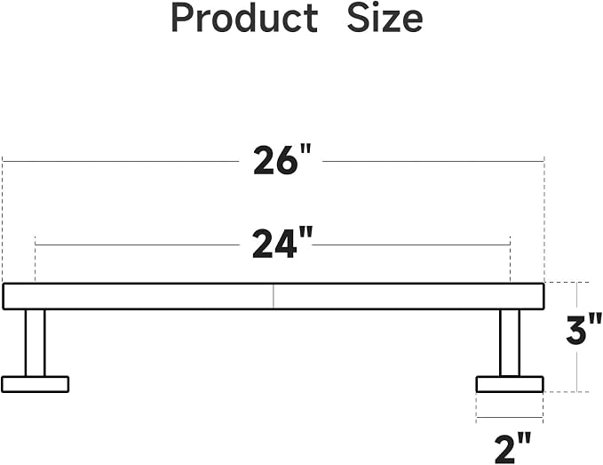USHOWER Brushed Gold Towel Bar, 24-Inch Towel Racks for Bathroom Wall-Mounted, SUS304 Stainless Steel Towel Rod (Total Length 26-Inch)
