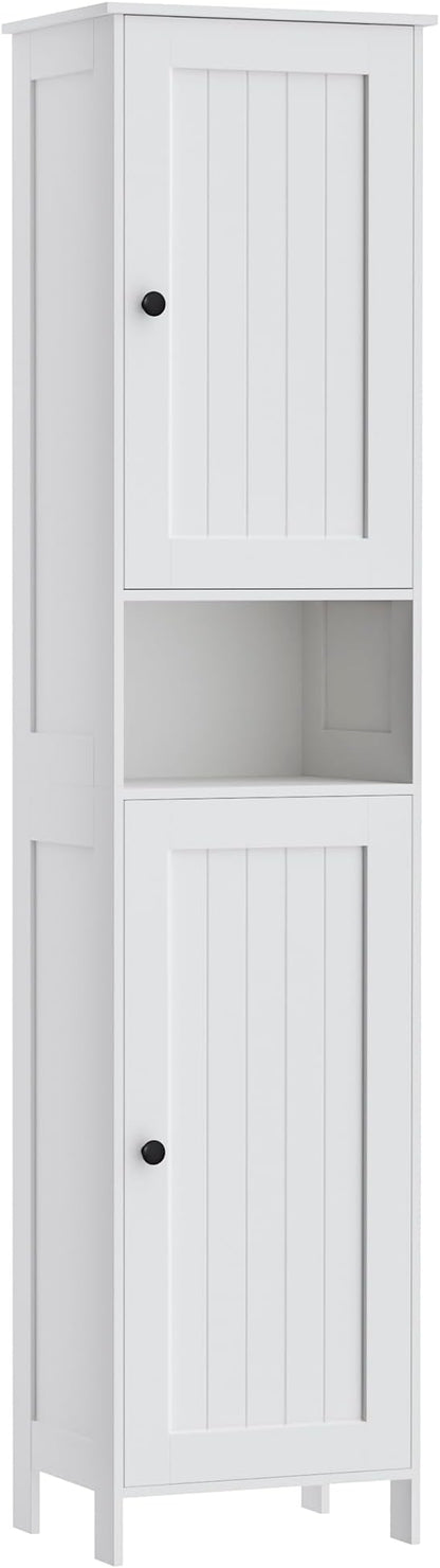 Homleke Tall Bathroom Storage Cabinet with 2 Doors, 67"H Narrow Storage Cabinet with Adjustable Shelves& Anti-Tip Design, Reversible Door Installation, Easy Assembly, 11.8 x 15.7 x 66.9 Inches, White